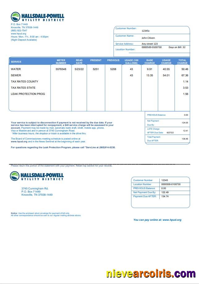 USA Hallsdale-Powell utility bill